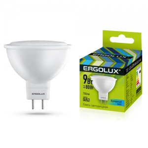 Лампа светодиодная  Ergolux JCDR 9Вт GU5.3 4000К 13625