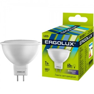 Лампа светодиодная  Ergolux JCDR 7Вт GU5.3 6000К (12881)-((50 К))