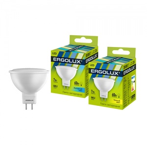 Лампа светодиодная  Ergolux JCDR 7Вт GU5.3 4500К (12159)-((50 К))
