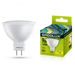 Лампа светодиодная  Ergolux JCDR 9Вт GU5.3 3000К 13624
