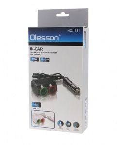 Разветвитель авто OLESSON 1631 (2 гнезда+USB) Б0000005871