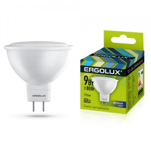 Лампа светодиодная  Ergolux JCDR 9Вт GU5.3 6000К 13626