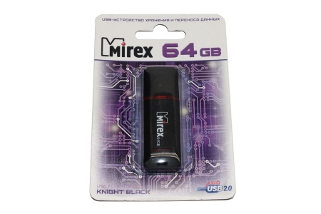 USB флэш-накопитель  64 ГБ  Mirex KNIGHT BLACK 64GB  (ecopack)