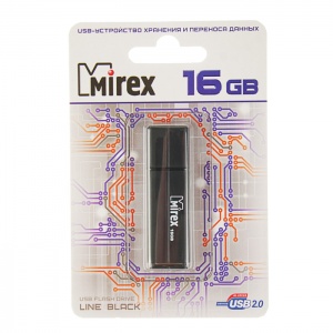 USB флэш-накопитель  16 ГБ  Mirex LINE BLACK 16GB (ecopack)