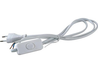 Шнур S-LRBK, Белый (сетевой кабель с плоской вилкой, б/з 1.5 м)   Volsten (Camelion) (9350)