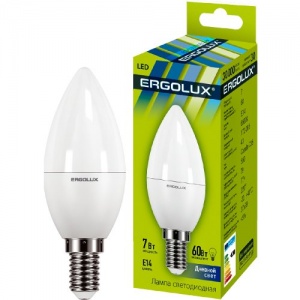 Ergolux LED-C35-7W-E14-6K (Эл.лампа светодиодная Свеча 7Вт E14 6500K 172-265В) 12874