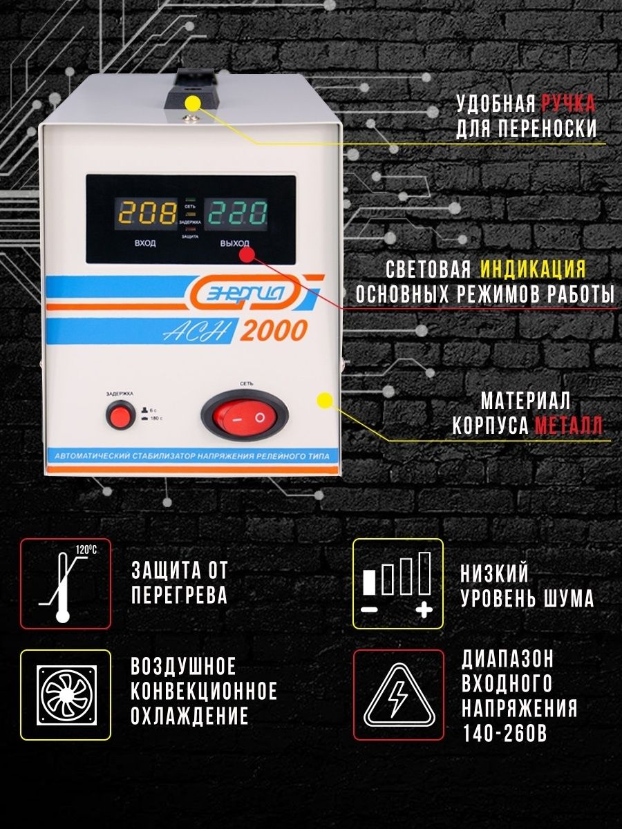 Cтабилизатор  АСН- 2000  ЭНЕРГИЯ с цифр. дисплеем