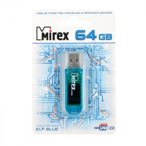 USB флэш-накопитель  64 ГБ  Mirex ELF BLUE 64GB (ecopack)