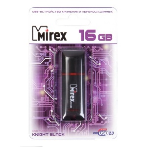 USB флэш-накопитель  16 ГБ  Mirex KNIGHT BLACK 16GB  (ecopack)