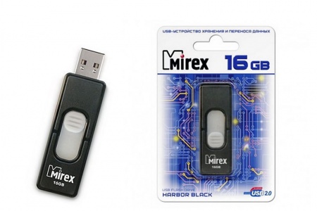 USB флэш-накопитель  16 ГБ  Mirex HARBOR BLACK 16GB (ecopack)