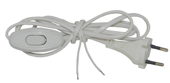 Шнур с выключателем белый 1,7м 205-002