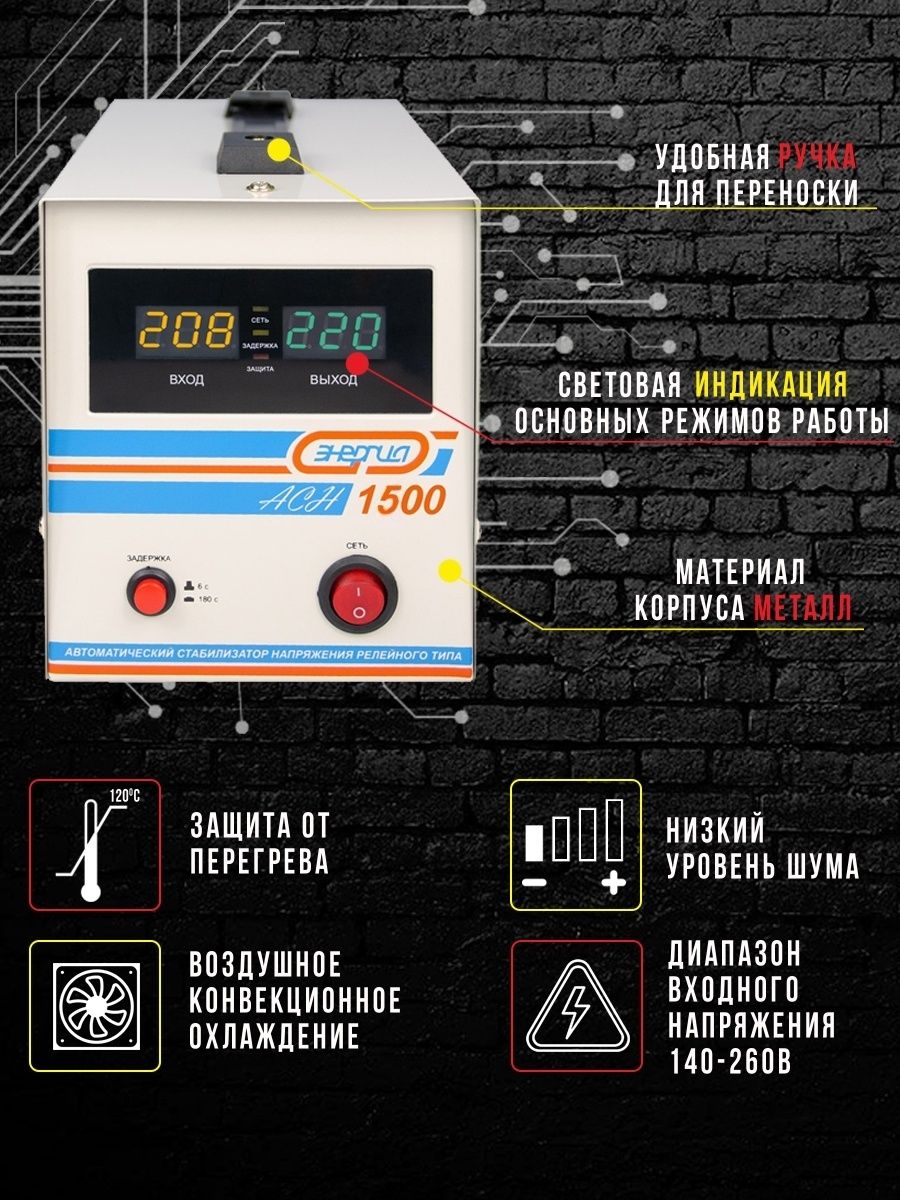 Cтабилизатор  АСН- 1500  ЭНЕРГИЯ с цифр. дисплеем