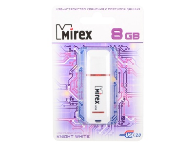 USB флэш-накопитель  8 ГБ  Mirex KNIGHT WHITE 8GB  (ecopack)	