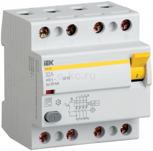УЗО Выключатель дифференциального тока 4п 100А 30мА тип AC ВД1-63 ИЭК MDV10-4-100-030